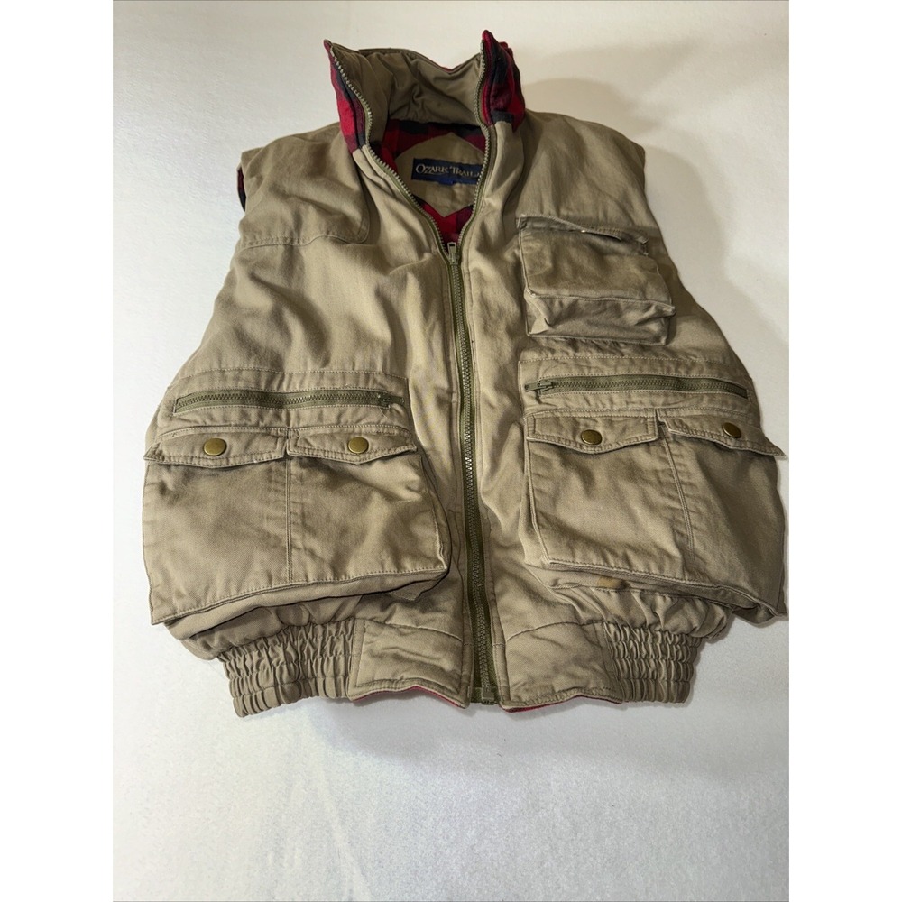 Ozark Trail Mens Vest XL Fishing Hunting Camping Full Zip Lined Insulated Khaki